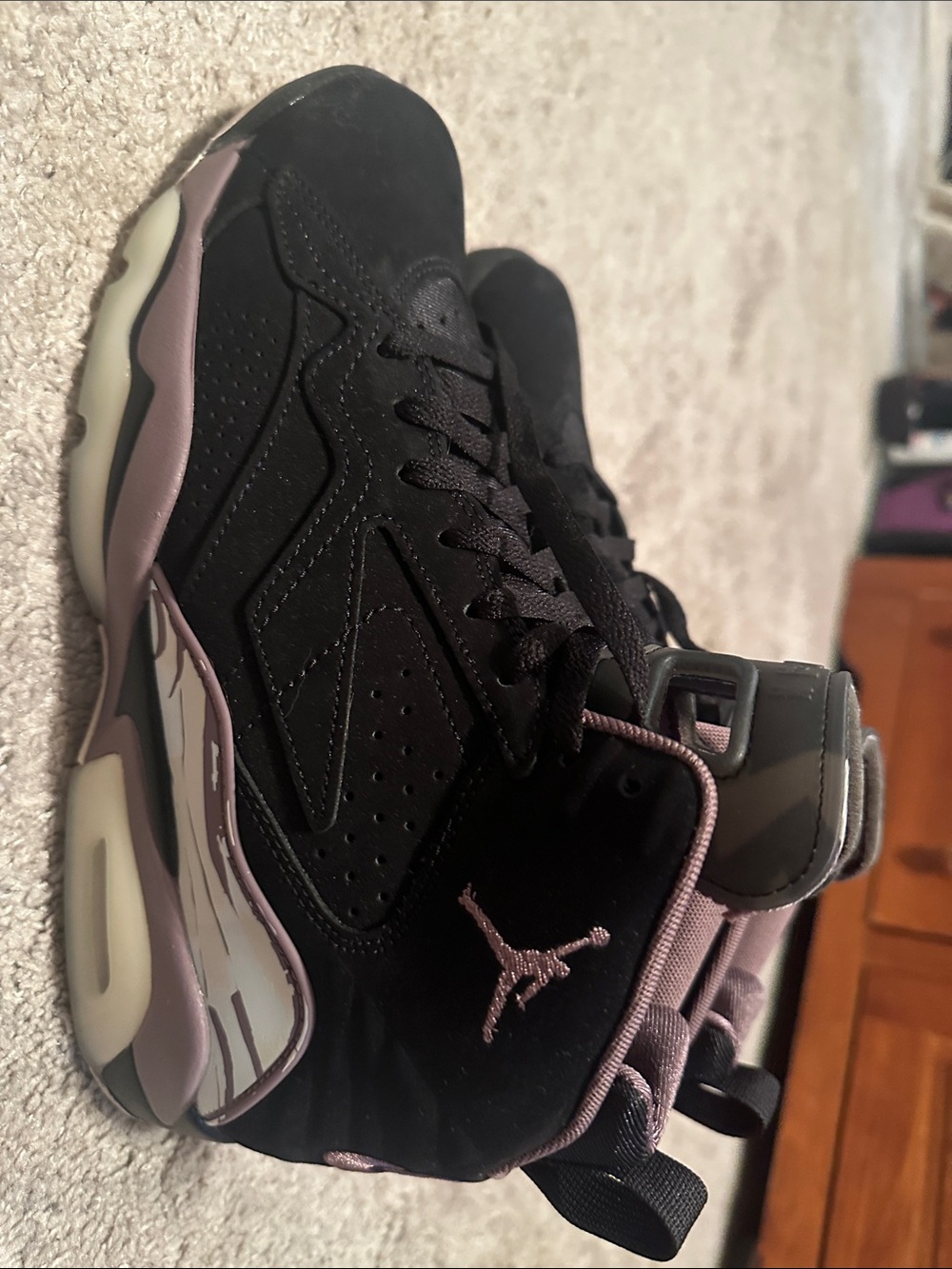 Jordan Black with Mauve Accent Retro Basketball Shoes